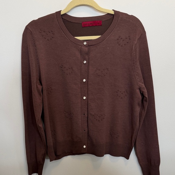 Elegant Brown Slip Dress with Coordinating Cardigan - Picture 4 of 6